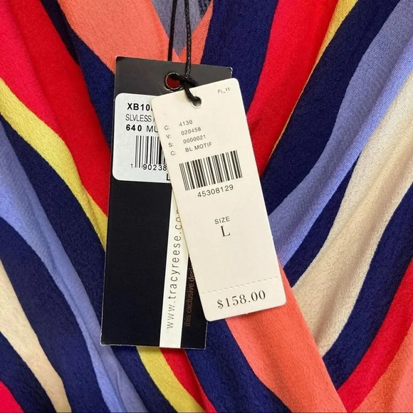 PLENTY BY TRACY REESE Daphne Wrap Dress Striped Maxi Colorful Large - Picture 9 of 10
